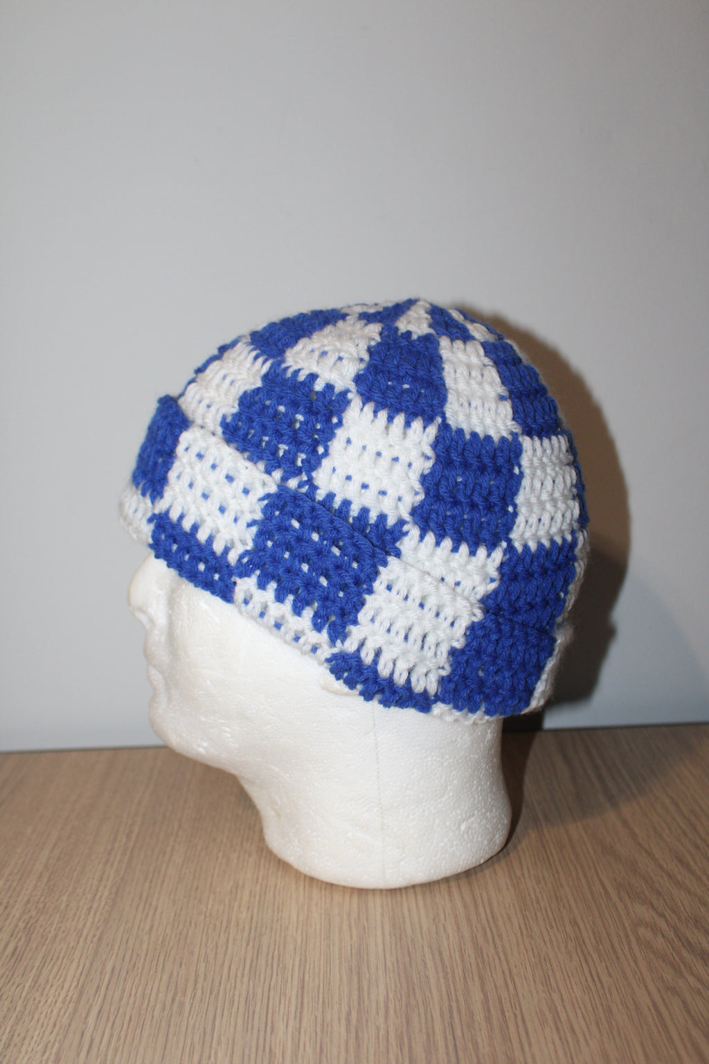 Blue & White Checker Beanie