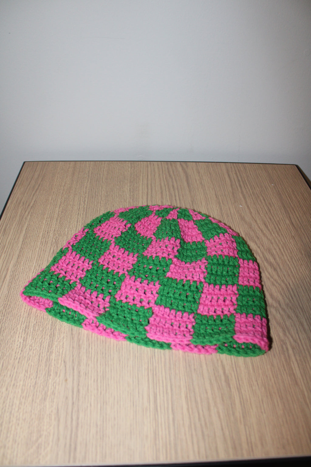 Pink & Green Checker Beanie