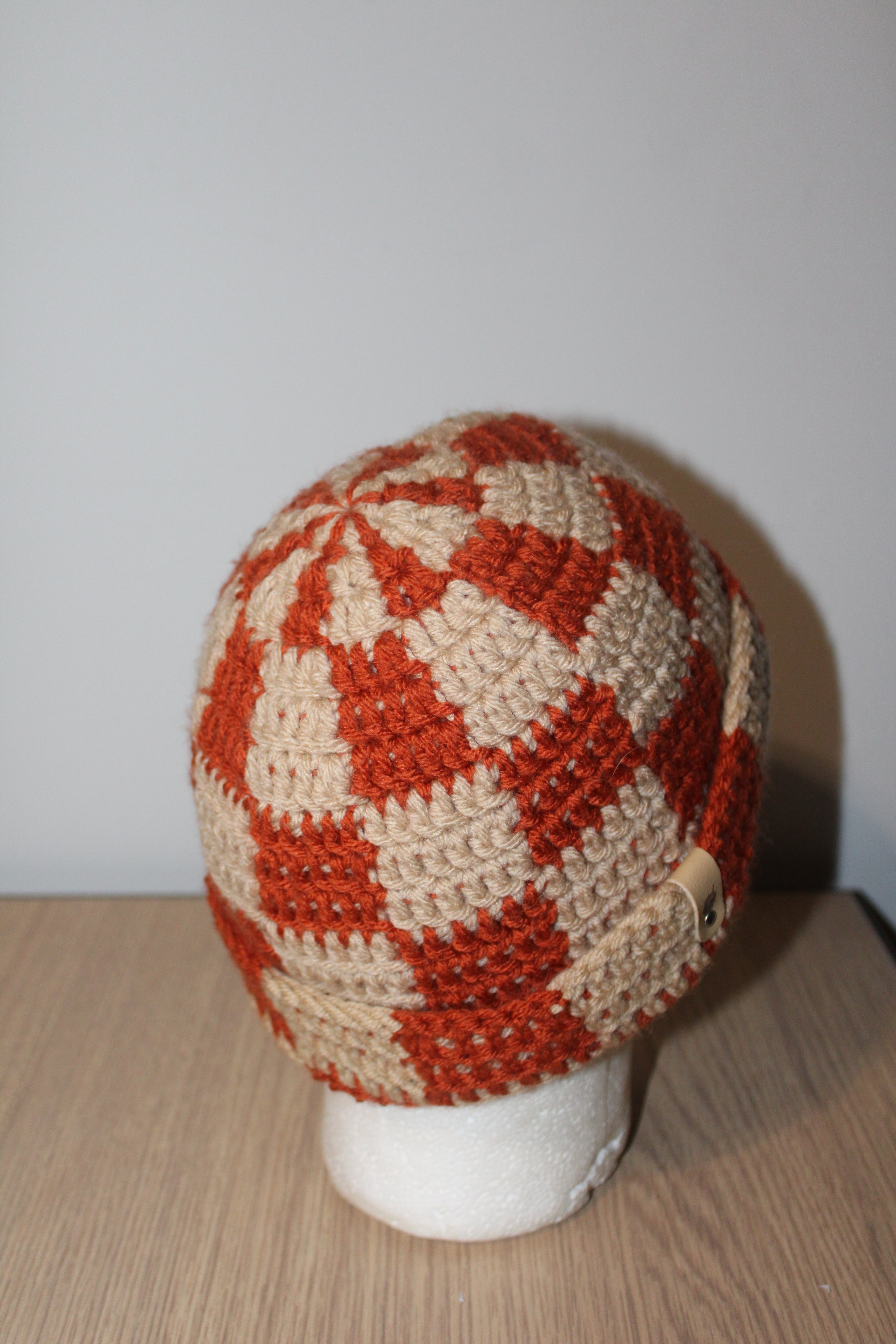 Orange & Tan Checker Beanie
