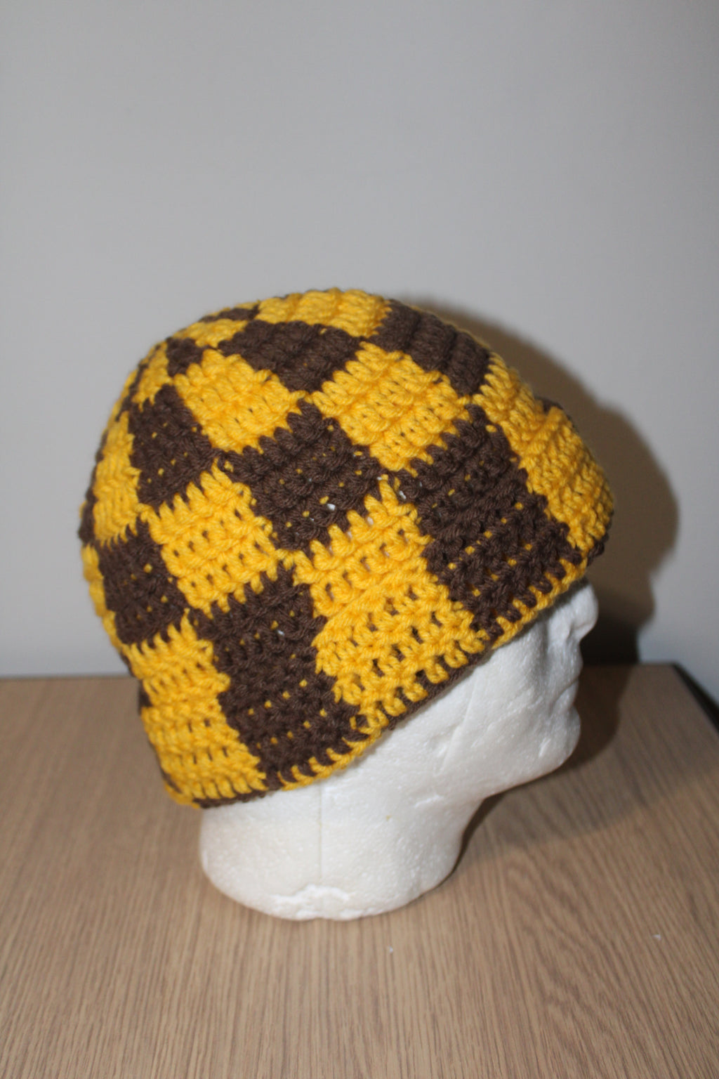 Brown & Gold Checker Beanie