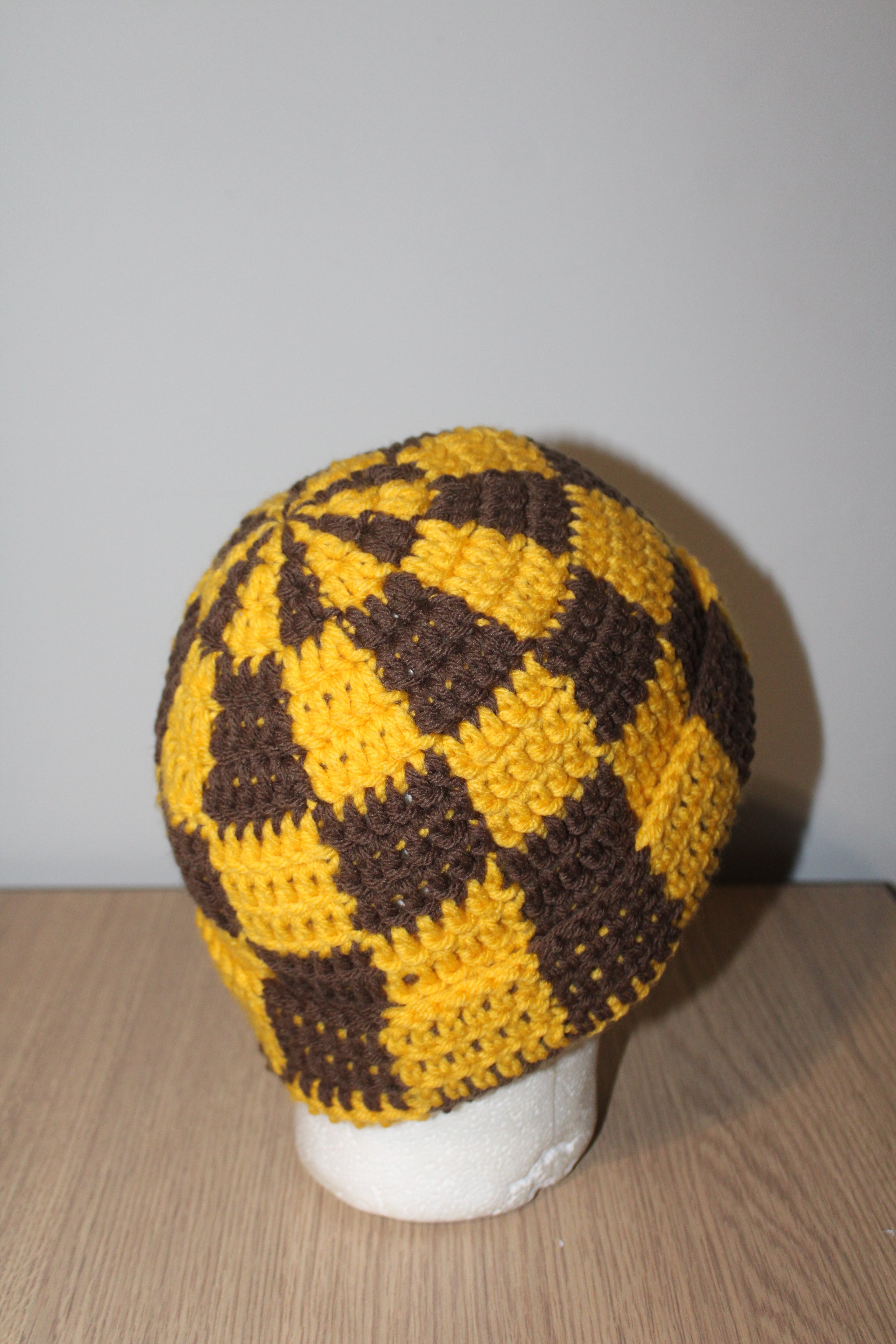 Brown & Gold Checker Beanie