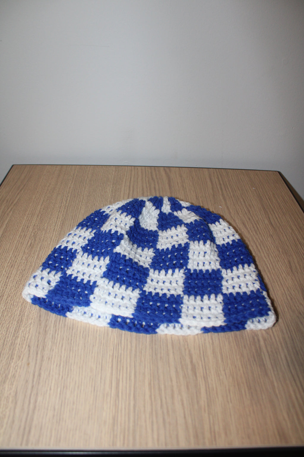 Blue & White Checker Beanie