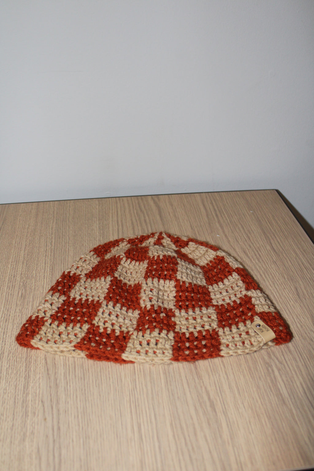 Orange & Tan Checker Beanie