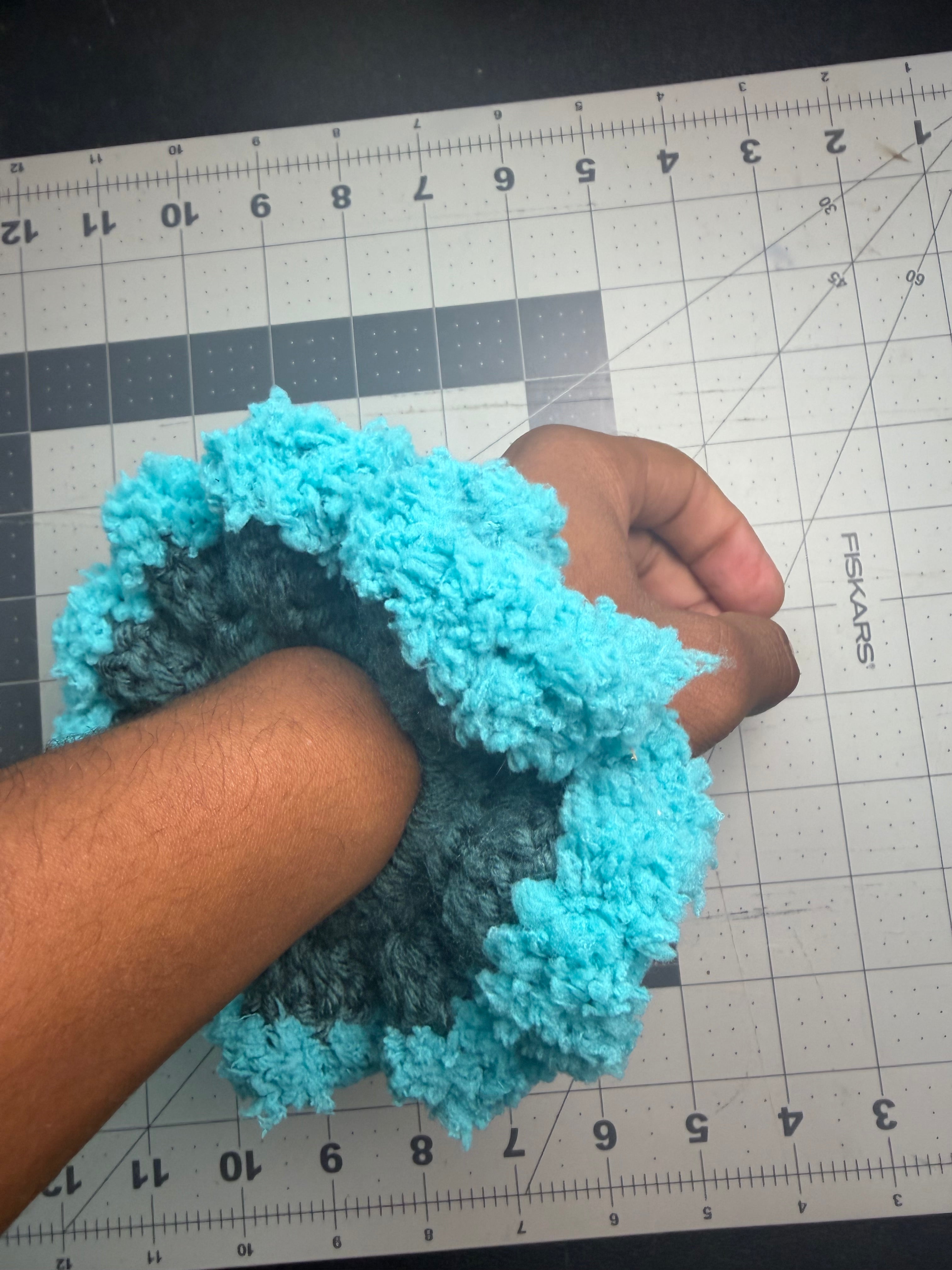 Fluffy Teal Scrunchy