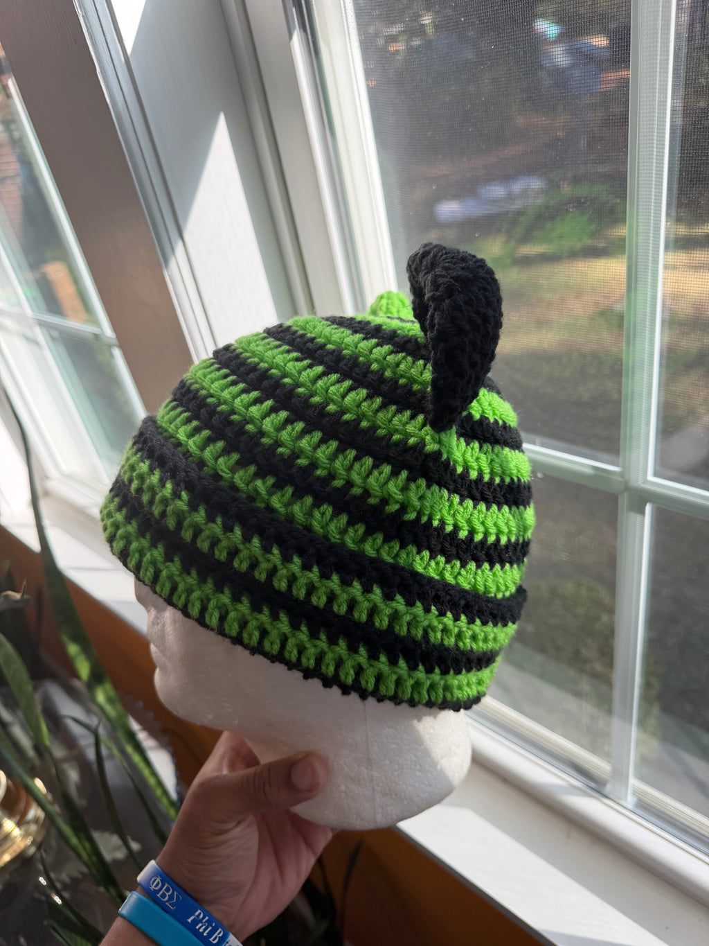 Green & Black Bear Beanie