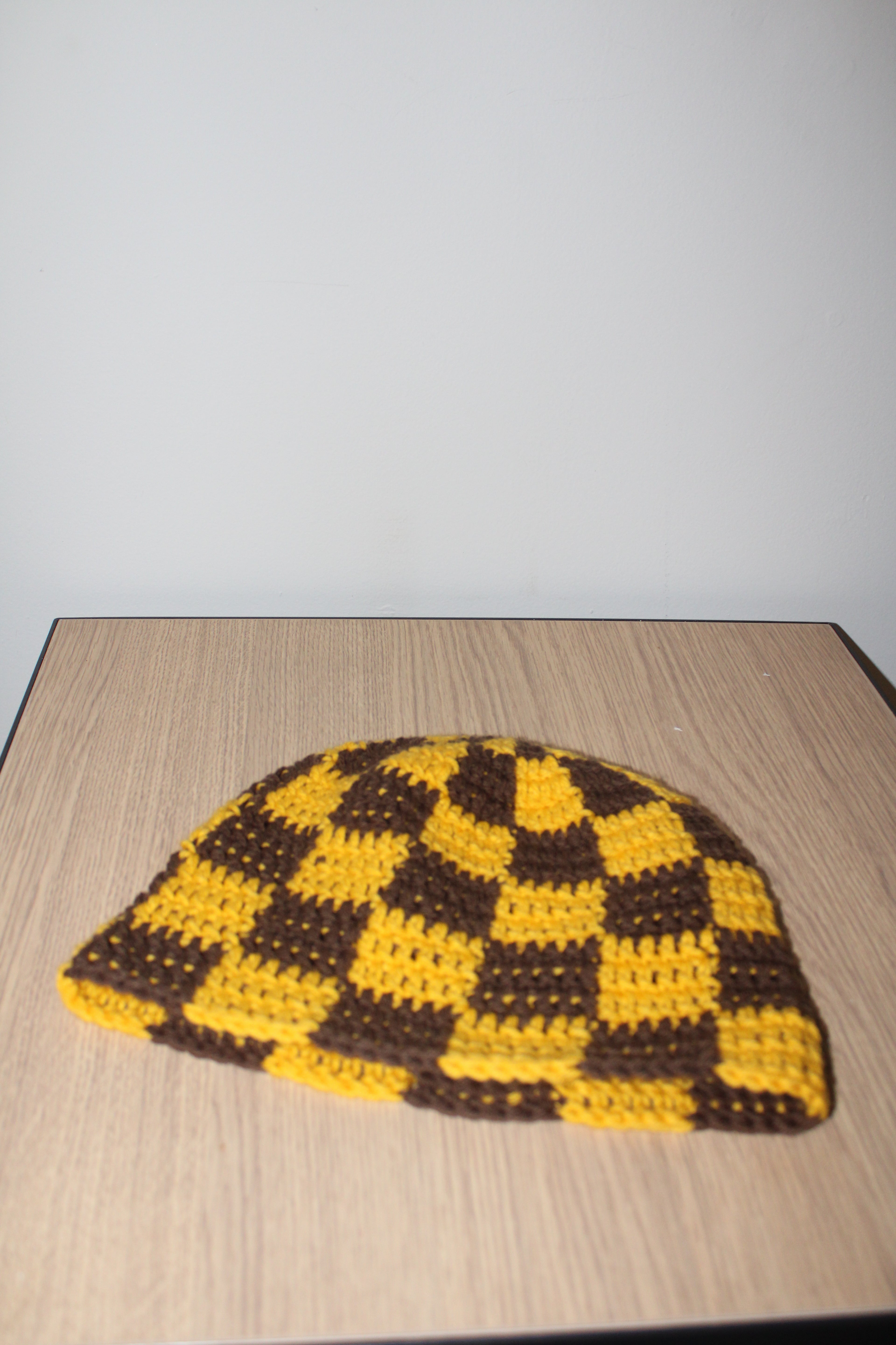 Brown & Gold Checker Beanie