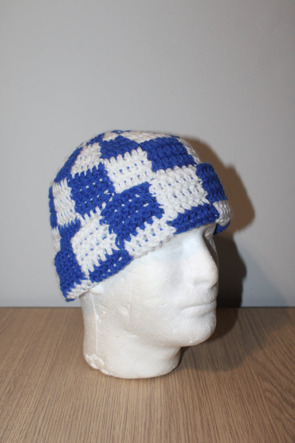 Blue & White Checker Beanie
