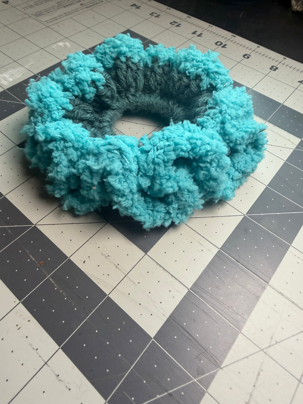 Fluffy Teal Scrunchy