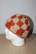 Orange & Tan Checker Beanie