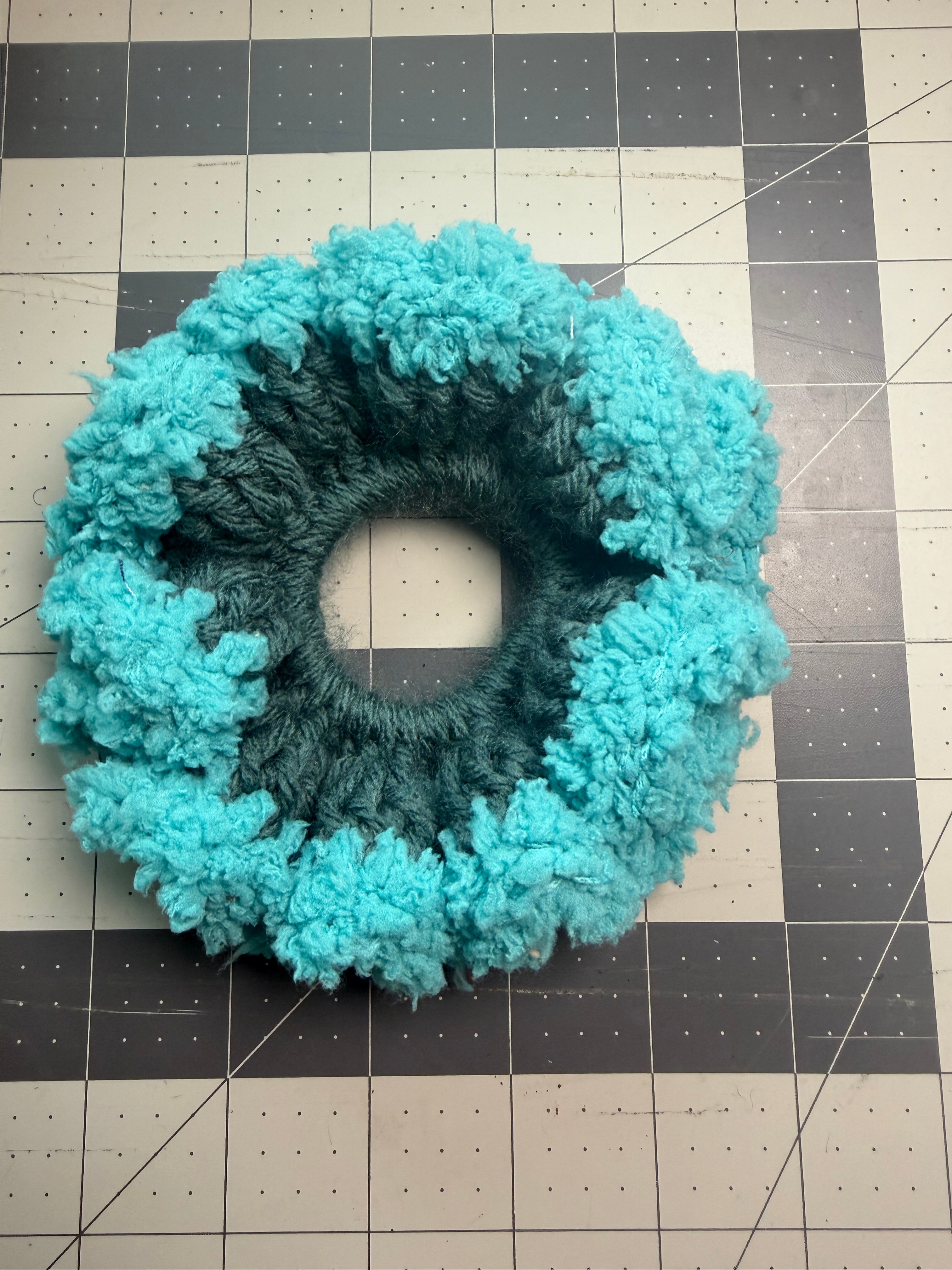 Fluffy Teal Scrunchy