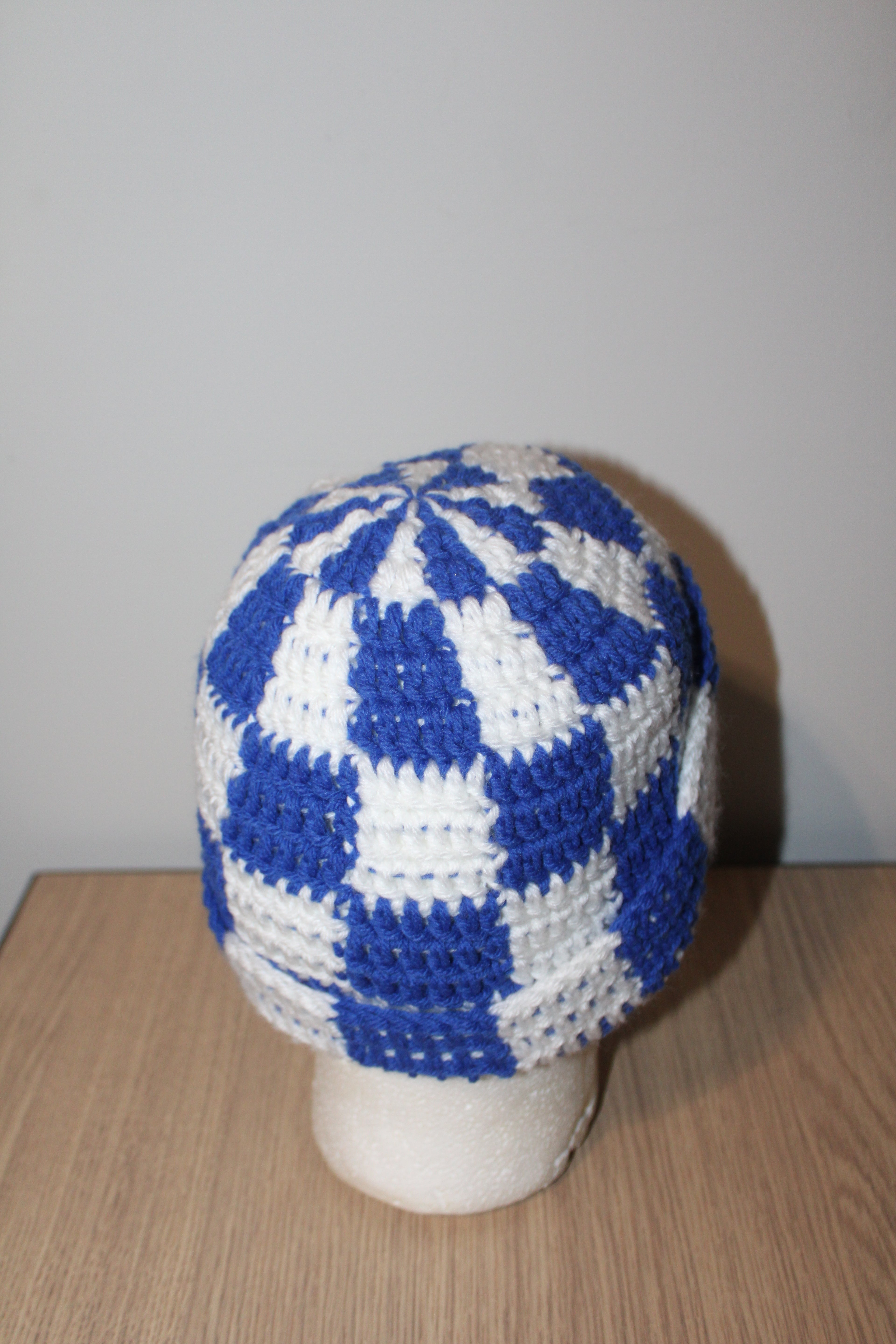 Blue & White Checker Beanie
