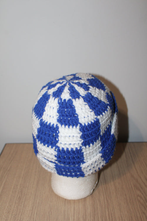 Blue & White Checker Beanie