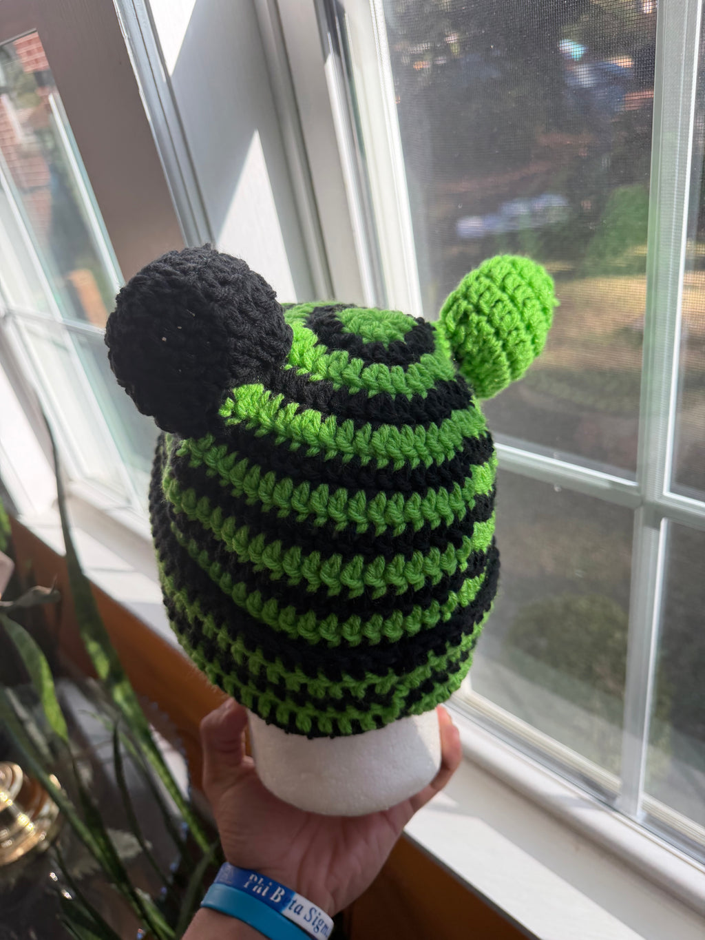 Green & Black Bear Beanie