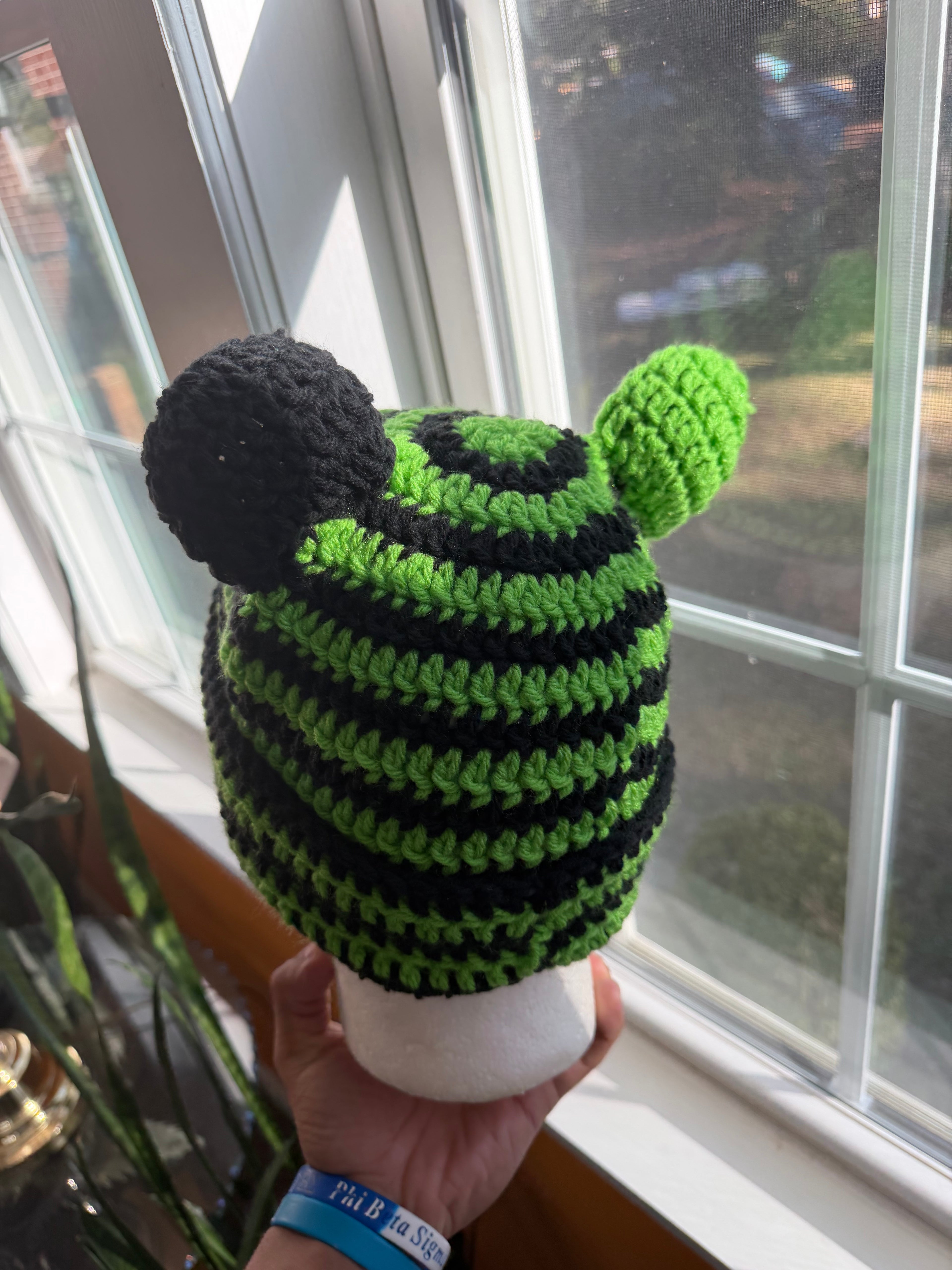 Green & Black Bear Beanie