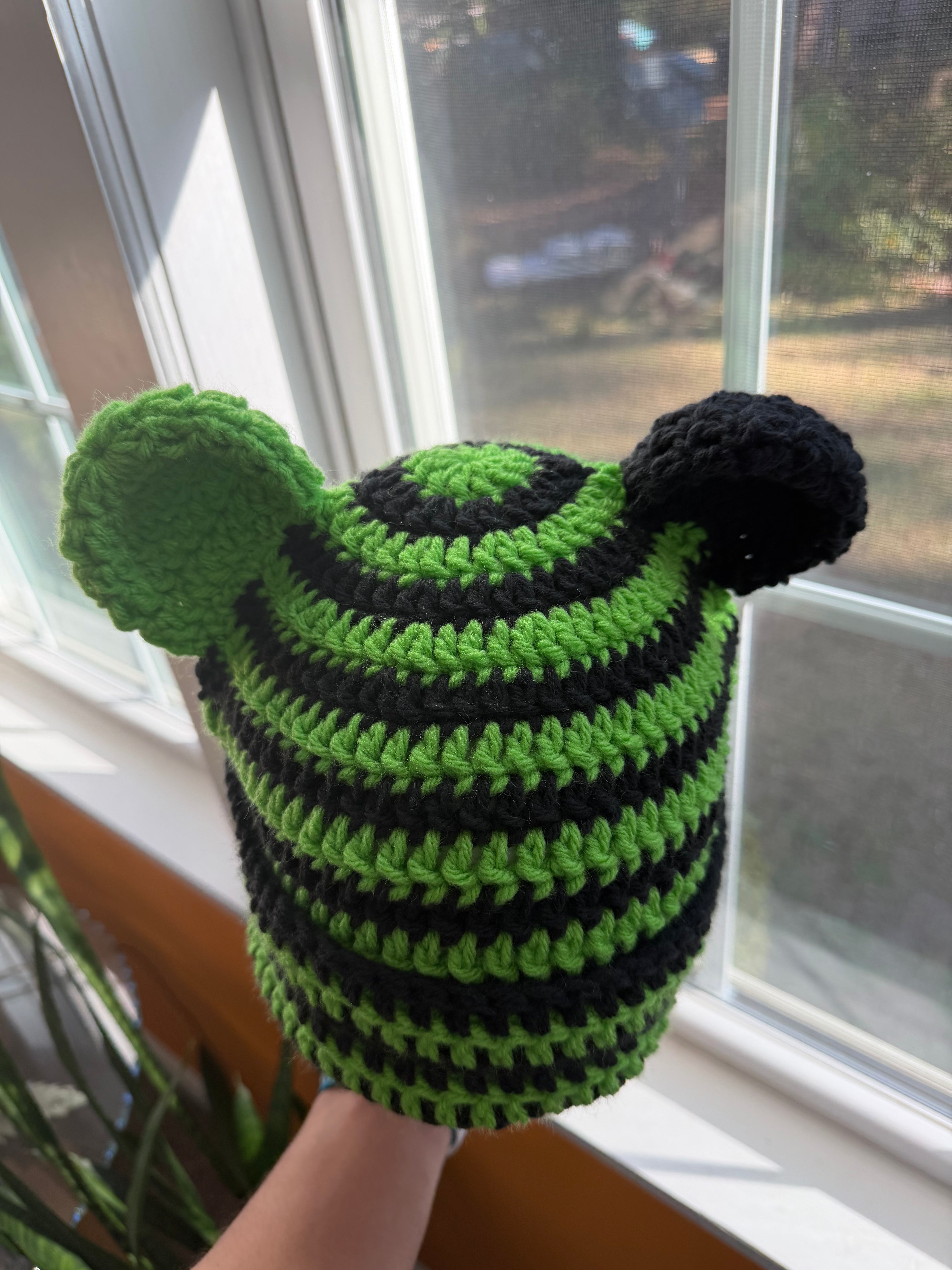 Green & Black Bear Beanie