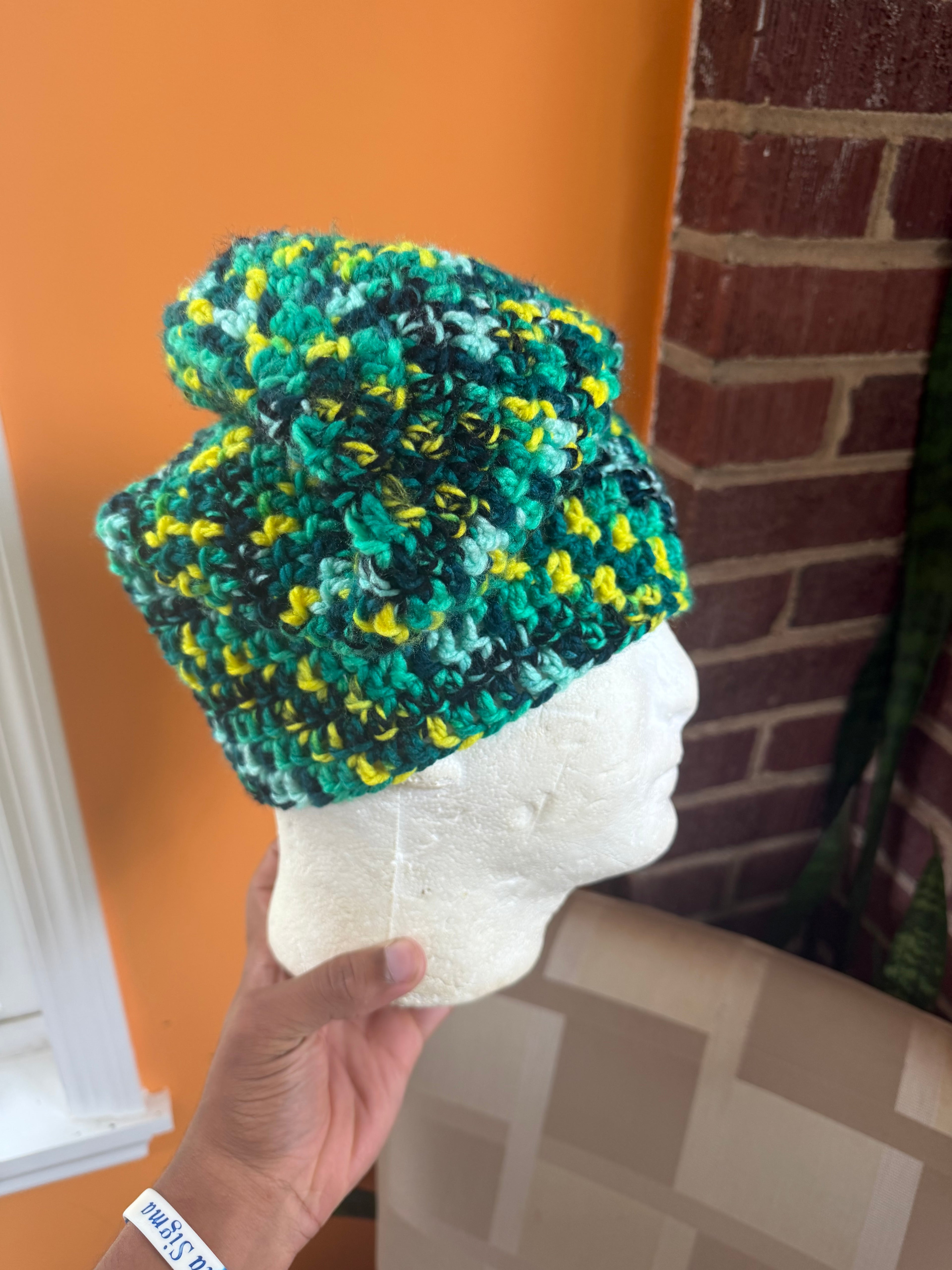 Multi-Green Slouch Beanie
